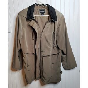 Outbrook Men's Long Lined Hooded Beige Coat Hidden Zipper closure with Lining